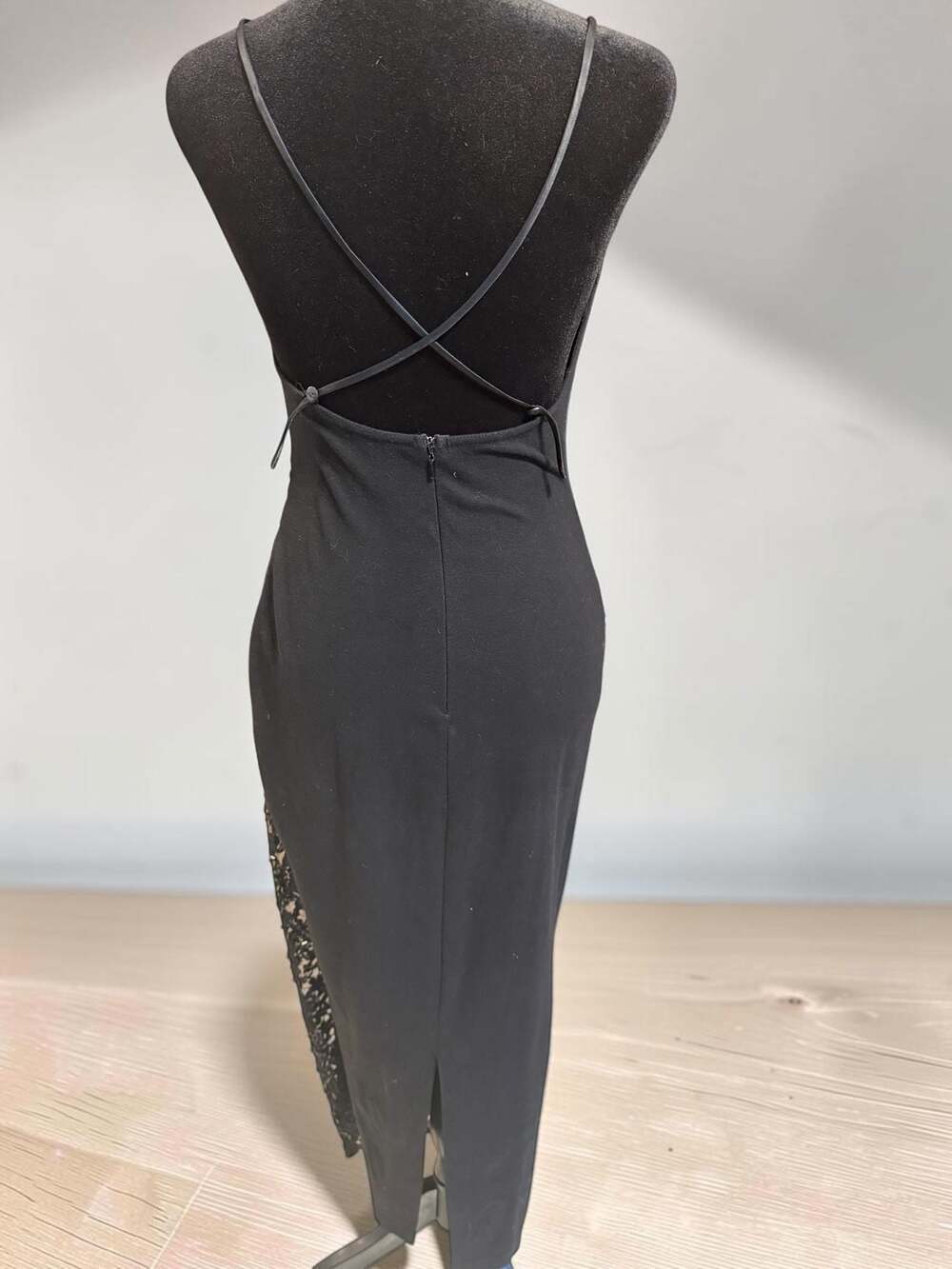 Vintage Contempo Casuals Black Beaded Lace Corset Bodycon Midi Dress Size M - Picture 2 of 3